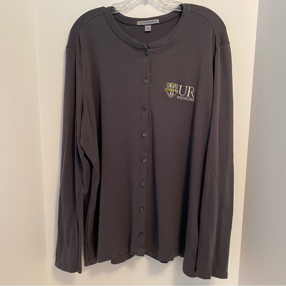 University of Rochester UR Medicine Stretch Button-Front Cardigan Smoke Grey 3XL